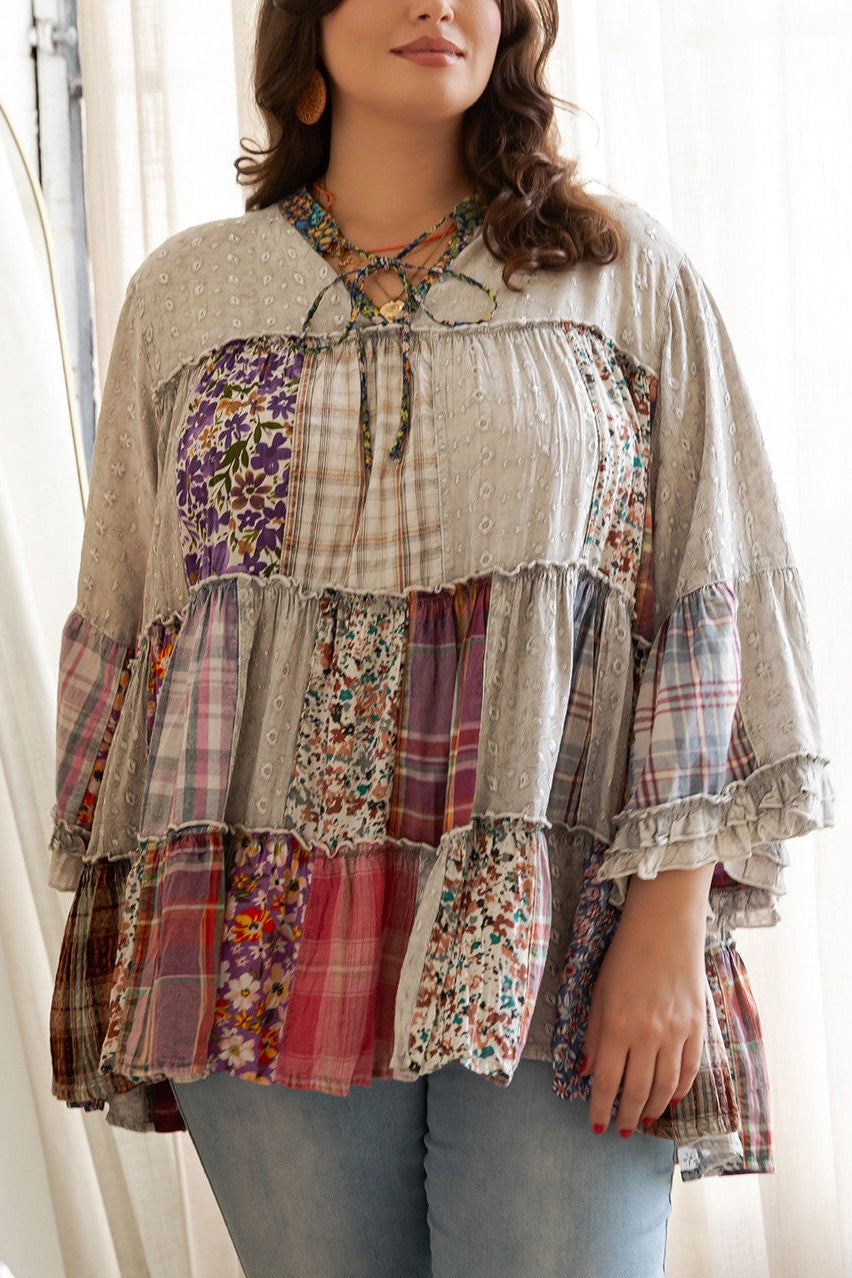 A Day With Friends Oversized Loose Fit Blouse - Gray