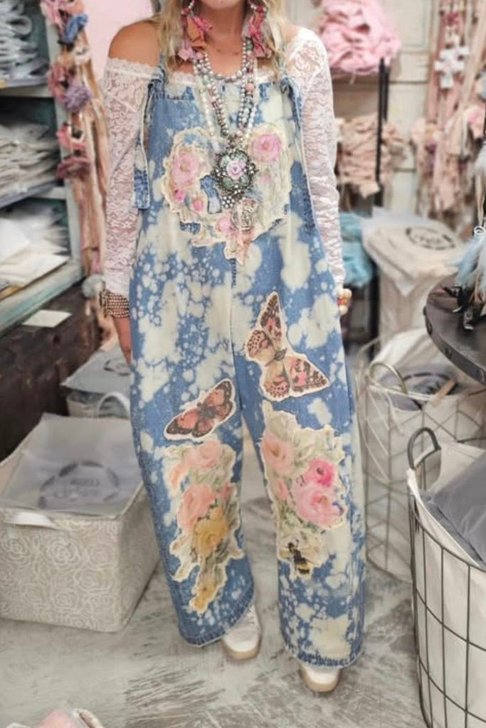 Darling Patchwork Denim Overalls - 100%COTTON