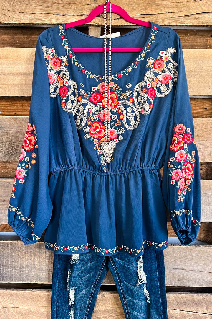 AHB EXCLUSIVE: Dashing With Zeal Blouse - Midnight Blue - SALE