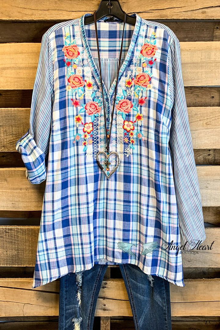 AHB EXCLUSIVE: Do Everything With Love Top - Blue - Cotton Blend