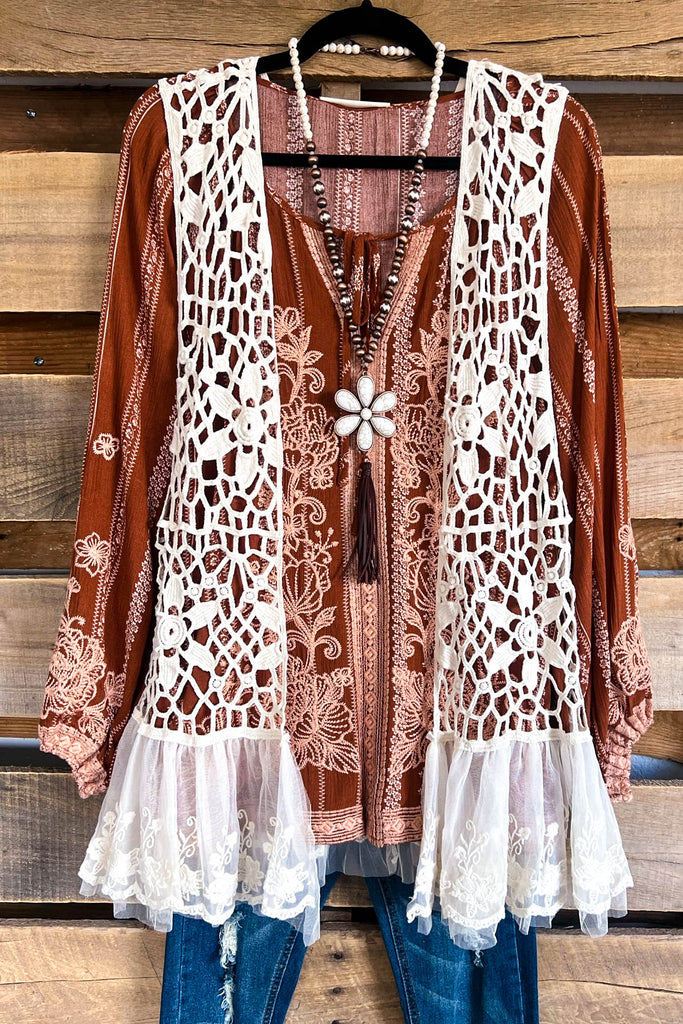 Yes I Will Crochet Vest - Beige - 100% COTTON