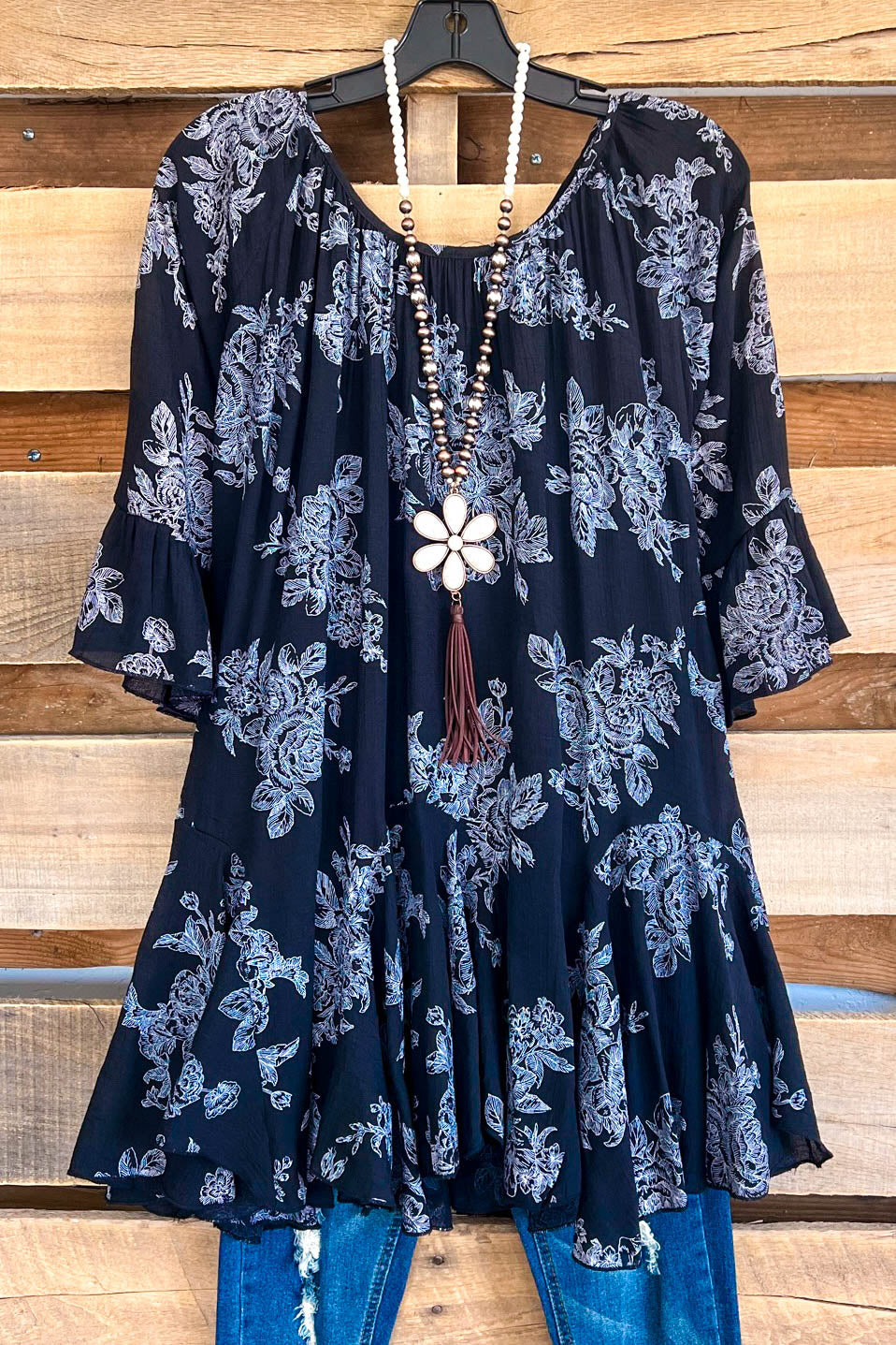 Your Love Awakens Me Oversized Tunic - Navy