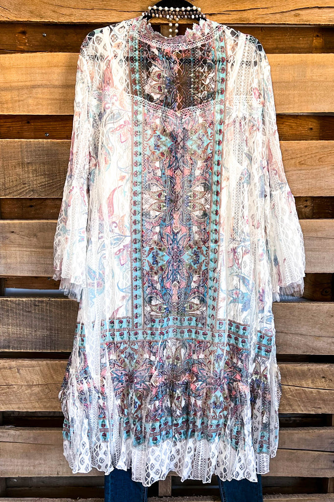 AHB EXCLUSIVE: Embrace The Joy Cardigan - IV/Turq.